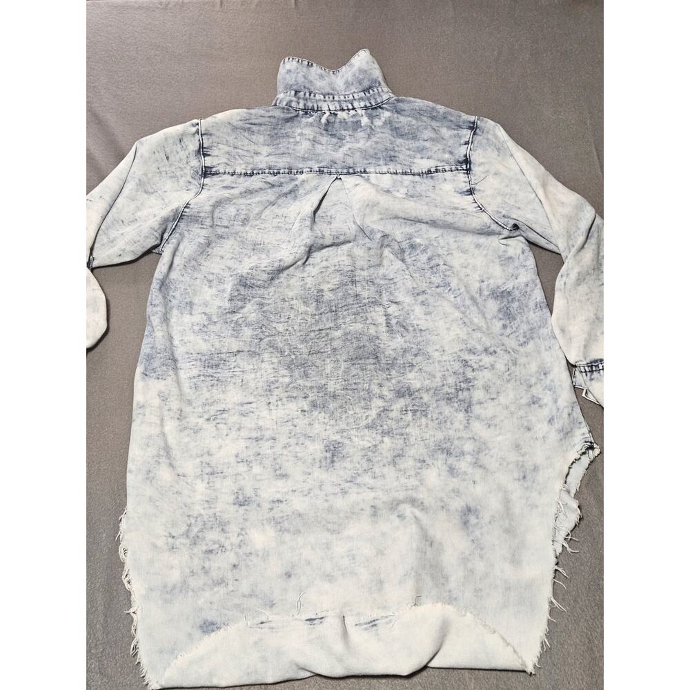 Thrill Jeans Shirt Womens Extra Large Buttoned Destroyed Distressed Denim Shirt - Picture 8 of 8